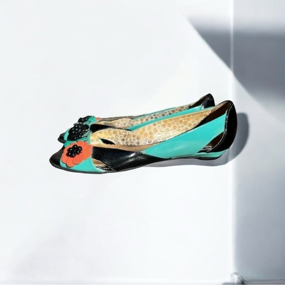 🌻Poetic License Retro Patent Leather Color Block Flower Flats Size 6 - Picture 4 of 9